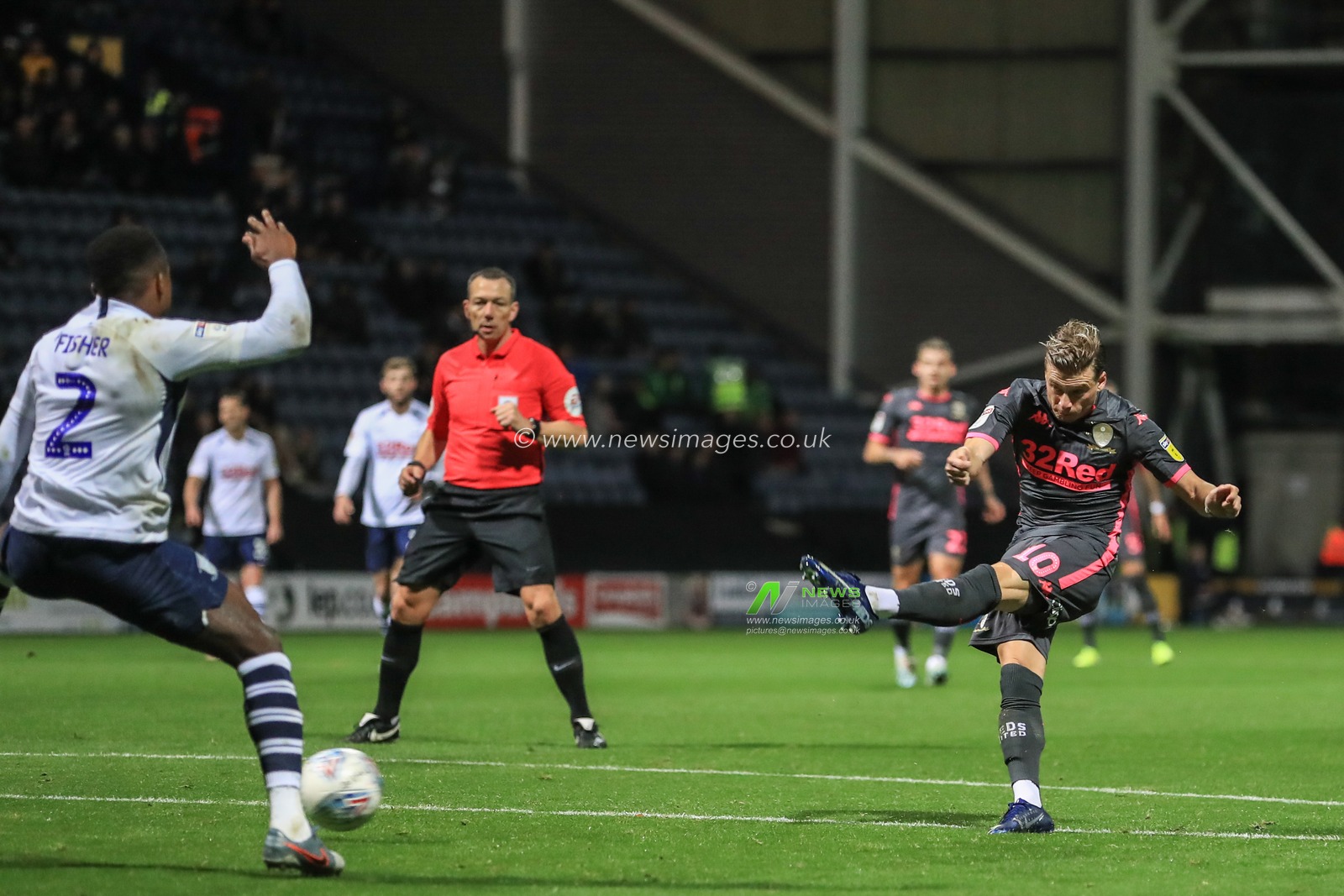 22nd October 2019, Deepdale, Preston, England; Sky Bet Championship, Preston North End v Leeds United : Ezgjan Alioski (10) of Leeds United sees his shot miss the target

Credit: Mark Cosgrove/News Images