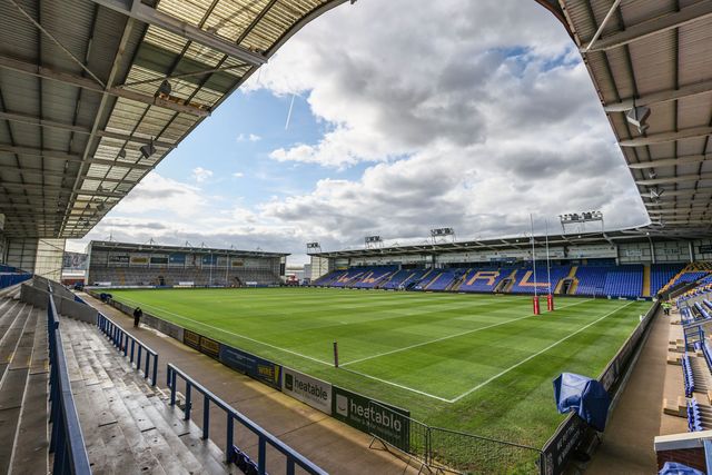 A general view of Halliwell Jones Stadium ahead of the Betfred Super League round 21 match Warrington Wolves vs Wigan Warriors at Halliwell Jones Stadium, Warrington, United Kingdom, 8th August 2025

(Photo by Alfie Cosgrove/News Images)