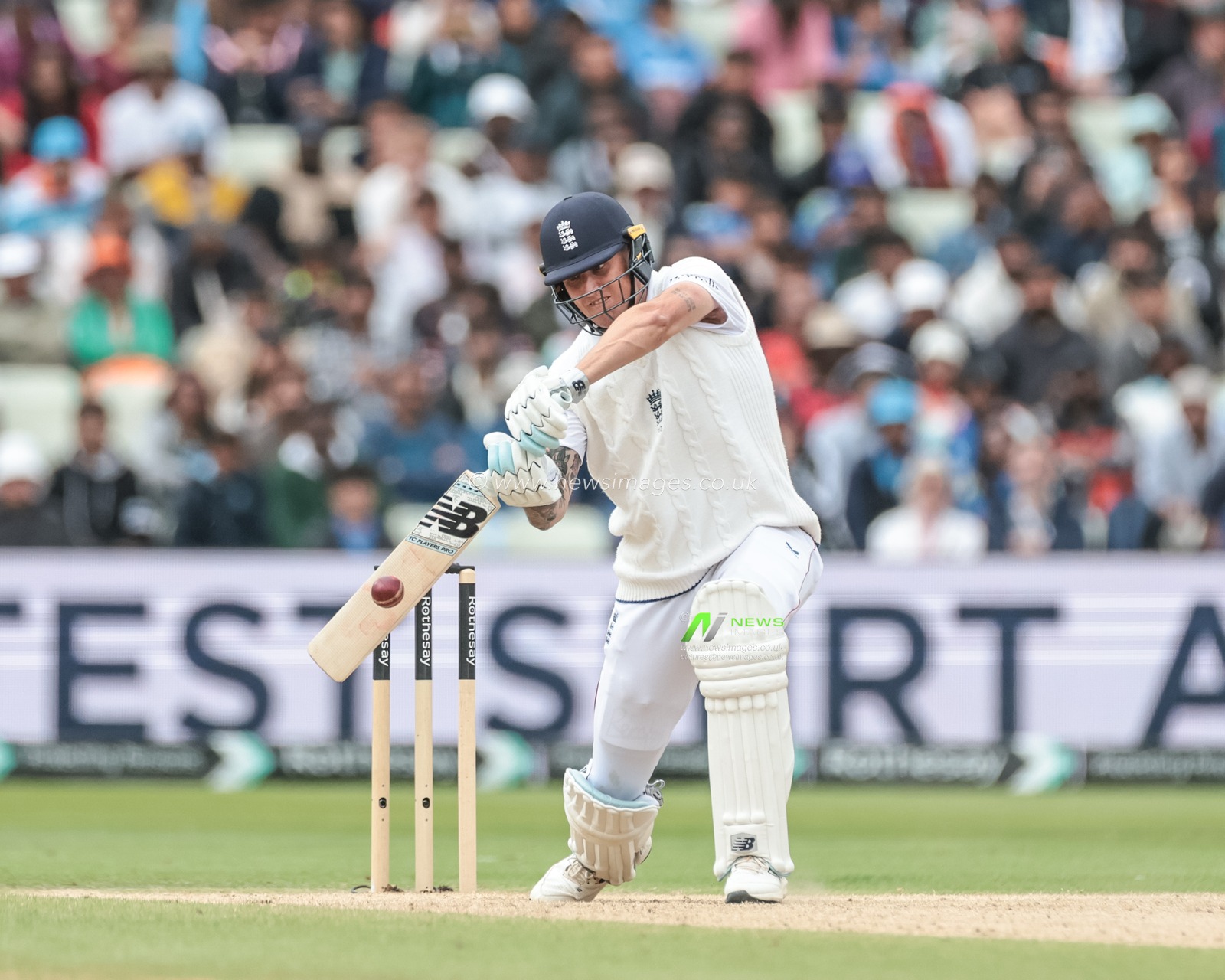 Brydon Carse of England hits a four (4) during the 2nd Rothesay Test Match day 5 England v India at Edgbaston, Birmingham, United Kingdom, 6th July 2025

(Photo by Mark Cosgrove/News Images)