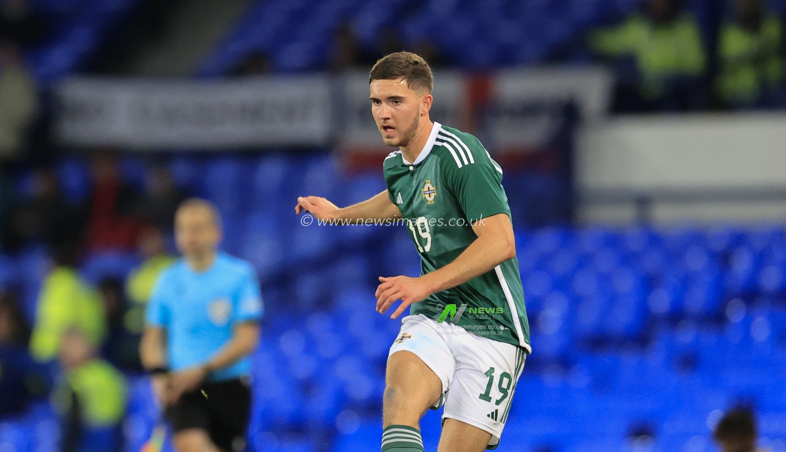 Thomas Fogarty #19  of Northern Ireland U21 during the UEFA Euro U21 Qualifiers match England U21 vs Northern Ireland U21 at Goodison Park, Liverpool, United Kingdom, 21st November 2023

(Photo by Conor Molloy/News Images)