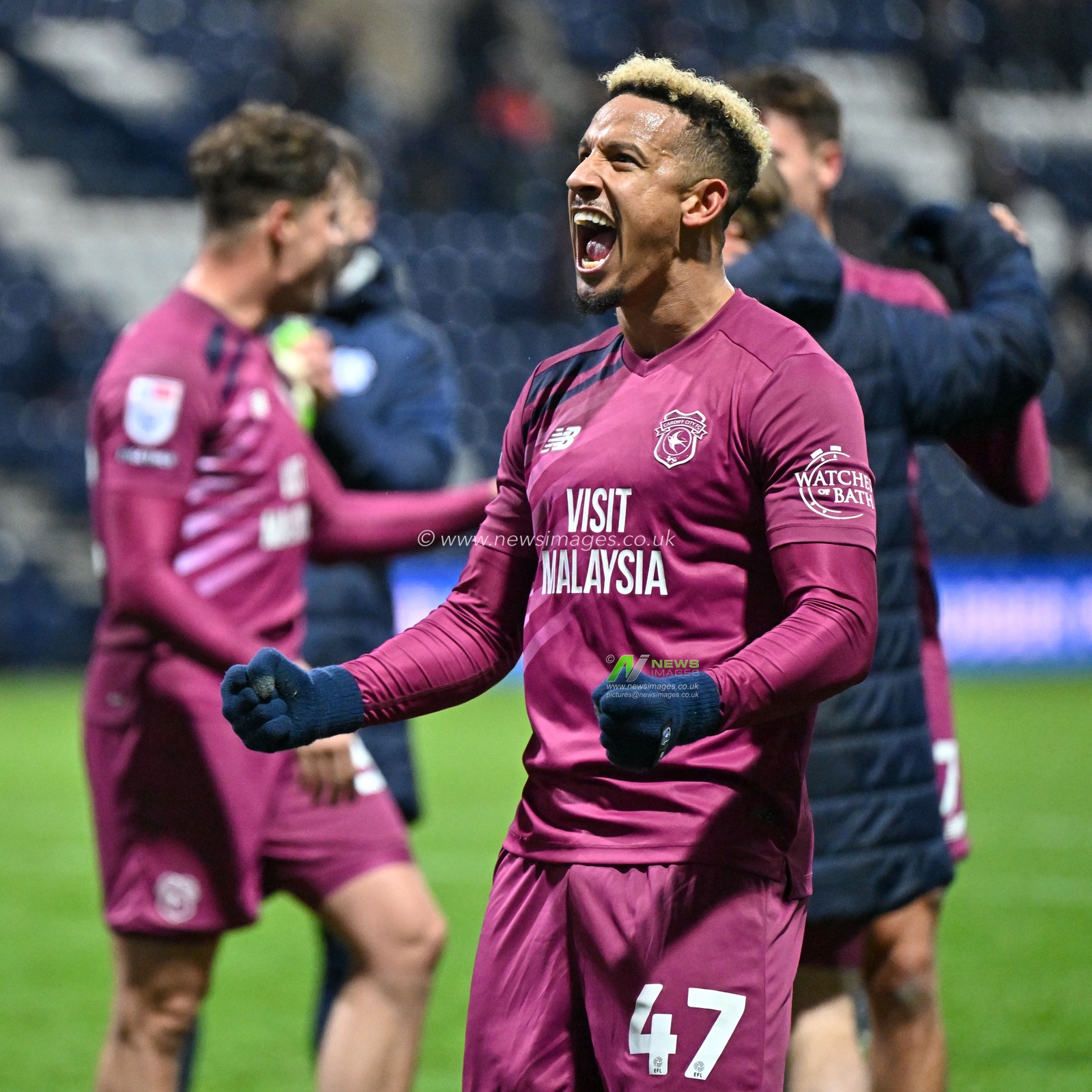 Callum Robinson 47# of Cardiff City Association Football Club celebrates the full time result, during the Sky Bet Championship match Preston North End vs Cardiff City at Deepdale, Preston, United Kingdom, 25th November 2023

(Photo by Cody Froggatt/News Images)