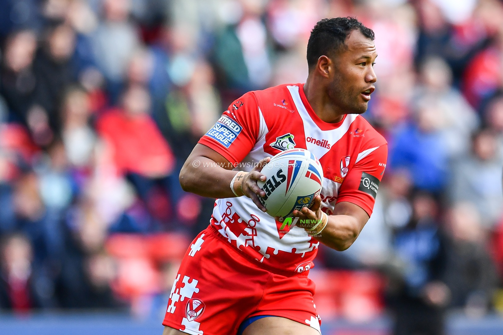 26th May 2019 , Anfield Stadium, Liverpool, England; Dacia Magic Weekend, Betfred Super League Round 16, St Helens vs Castleford Tigers ; Joseph Paulo (12) of St Helens in action 

Credit: Craig Thomas/News Images