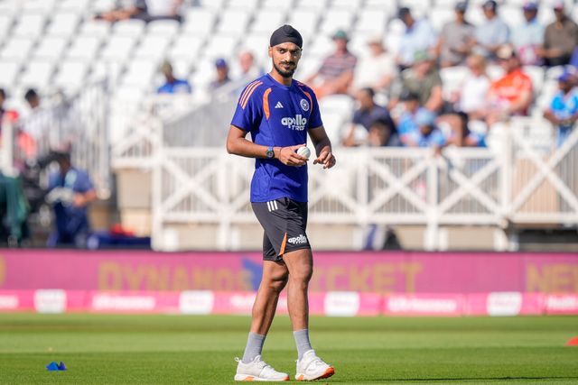 Arshdeep Singh of India in the pre-game warm up session during the Third Vitality T20 International match England vs India at Trent Bridge, Nottingham, United Kingdom on 07 July 2026

(Photo by Maynard Manyowa/News Images)