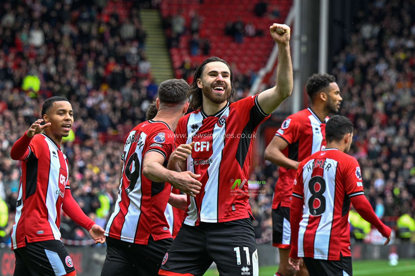 Ben Brereton DÃ­az of Sheffield United celebrates his goal to make it 1-0 during the Premier League match Sheffield United vs Nottingham Forest at Bramall Lane, Sheffield, United Kingdom, 4th May 2024

(Photo by Cody Froggatt/News Images)