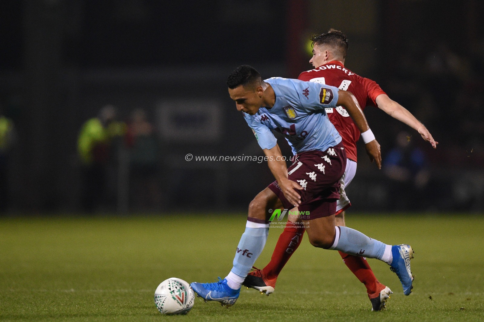 27th August 2019 , Gresty Road, Crewe, England; Carabao Cup Football, Second Round, Crewe Alexandrea vs Aston Villa ; Anwar El Ghazi (21) of Aston Villa gets past Tom Lowery (16) of Crewe Alexandra 


Credit: Richard Long/News Images

English Football League images are subject to DataCo Licence