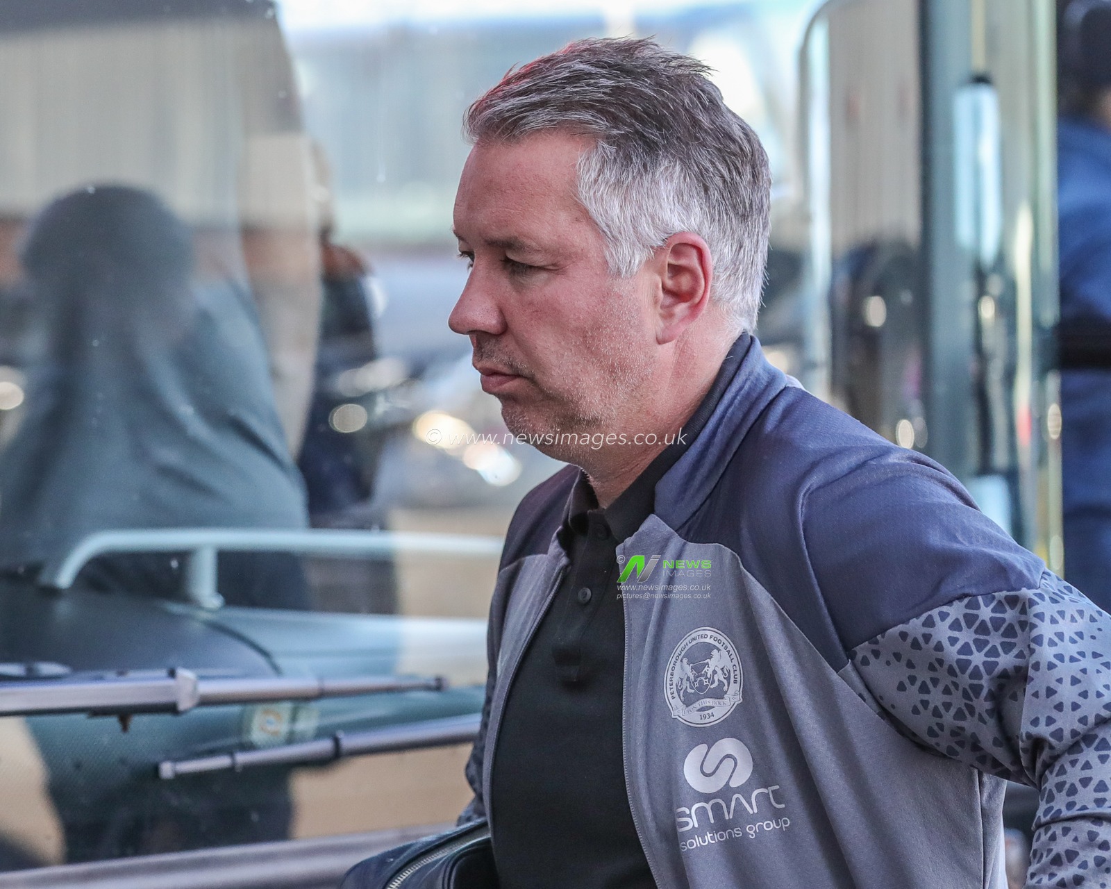 Darren Ferguson head coach of Peterborough United getting off of the Peterborough team coach during the Sky Bet League 1 match Barnsley vs Peterborough at Oakwell, Barnsley, United Kingdom, 15th August 2023

(Photo by Alfie Cosgrove/News Images)