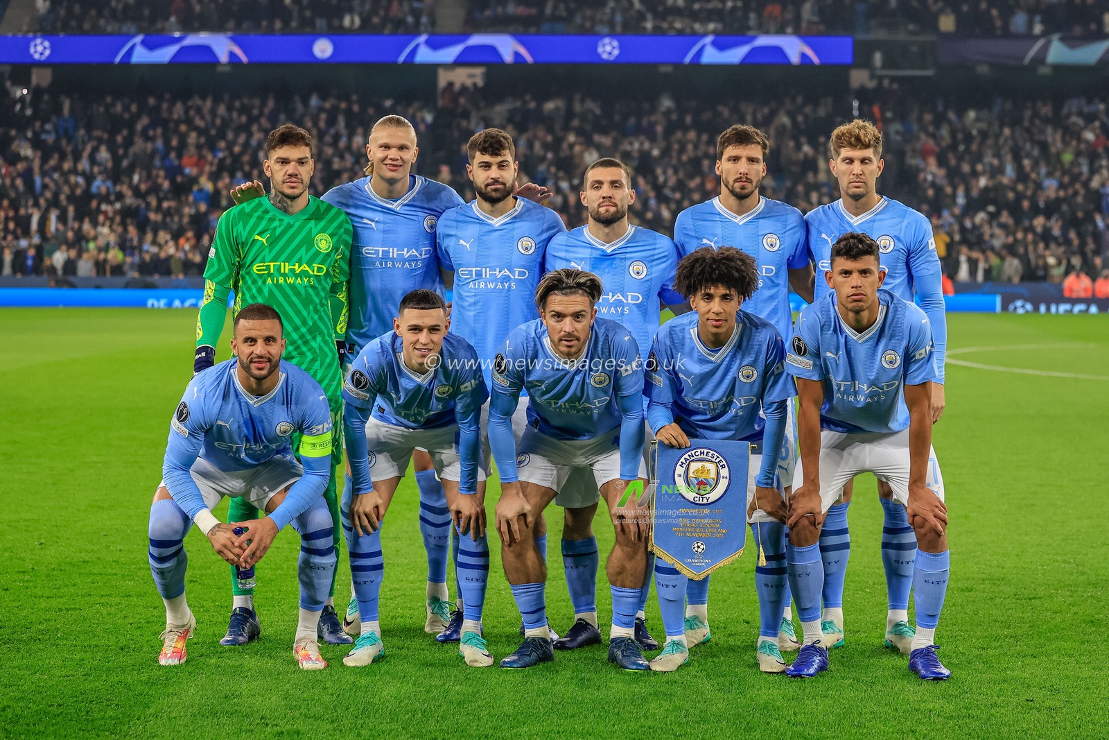 Manchester City team line up during the UEFA Champions League match Manchester City vs Young Boys at Etihad Stadium, Manchester, United Kingdom, 7th November 2023

(Photo by Conor Molloy/News Images)