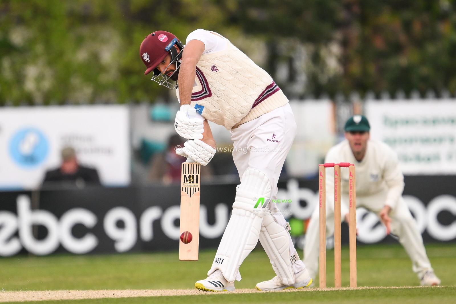 Andy Umeed of Somerset clips the ball away during the Vitality County Championship Division 1 match Worcestershire vs Somerset at Kidderminster Cricket Club, Kidderminster, United Kingdom, 26th April 2024

(Photo by Craig Thomas/News Images)