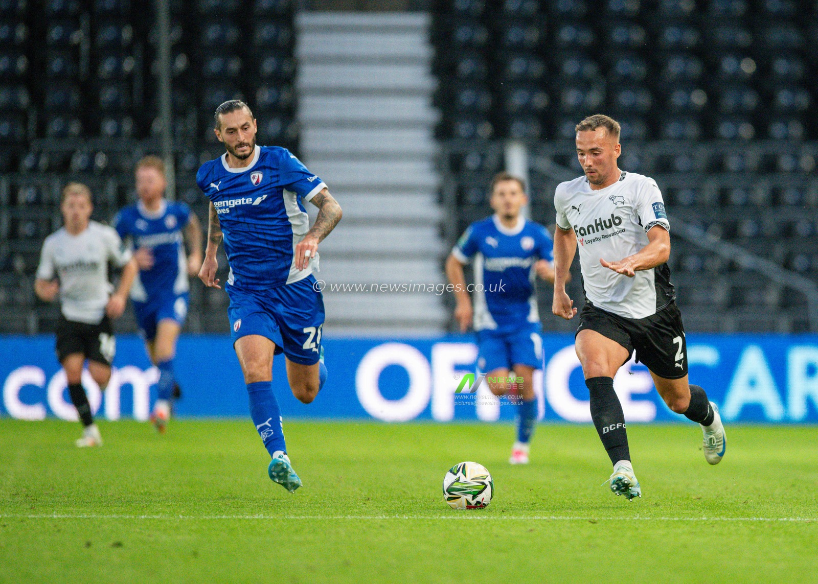 Kane WILSON of Derby County FC attacks with the ball during the Carabao Cup match Derby County vs Chesterfield at Pride Park Stadium, Derby, United Kingdom, 13th August 2024

(Photo by Mark Dunn/News Images)
