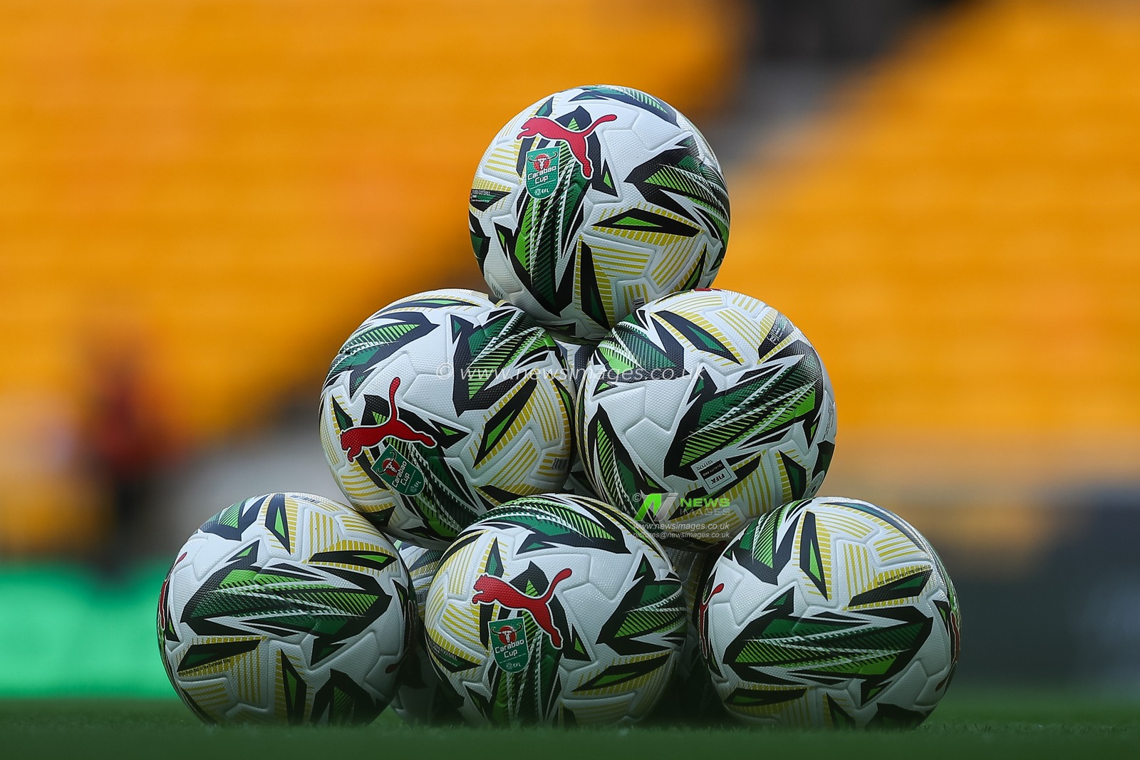 Carabao Cup match balls lay waiting ahead of the warm ups during the Carabao Cup match Wolverhampton Wanderers vs Burnley at Molineux, Wolverhampton, United Kingdom, 28th August 2024

(Photo by Gareth Evans/News Images)