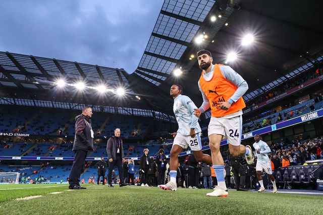JoÅ¡ko Gvardiol of Manchester City comes out for the pre-game warmup ahead of the Premier League match Manchester City vs Aston Villa at Etihad Stadium, Manchester, United Kingdom, 3rd April 2024

(Photo by Mark Cosgrove/News Images)