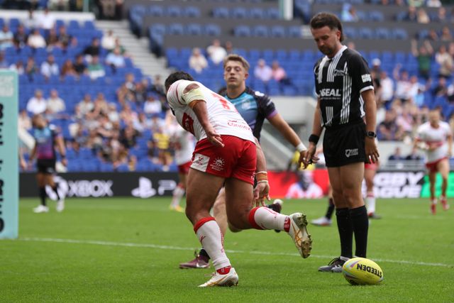 Rhyse Martin of Hull KR goes over for a try during the Betfred Super League Magic Weekend match Hull KR vs Hull FC at Hill Dickinson Stadium, Liverpool, United Kingdom on 04 July 2026

(Photo by Alfie Cosgrove/News Images)