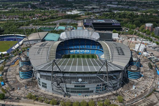 An aerial view of The Etihad Stadium during the Premier League match Manchester City vs Crystal Palace at Etihad Stadium, Manchester, United Kingdom on 13 May 2026

(Photo by Mark Cosgrove/News Images)