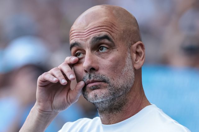 Pep Guardiola manager of Manchester City fights the tears in an emotional last game during the Premier League match Manchester City vs Aston Villa at Etihad Stadium, Manchester, United Kingdom on 24 May 2026

(Photo by Mark Cosgrove/News Images)