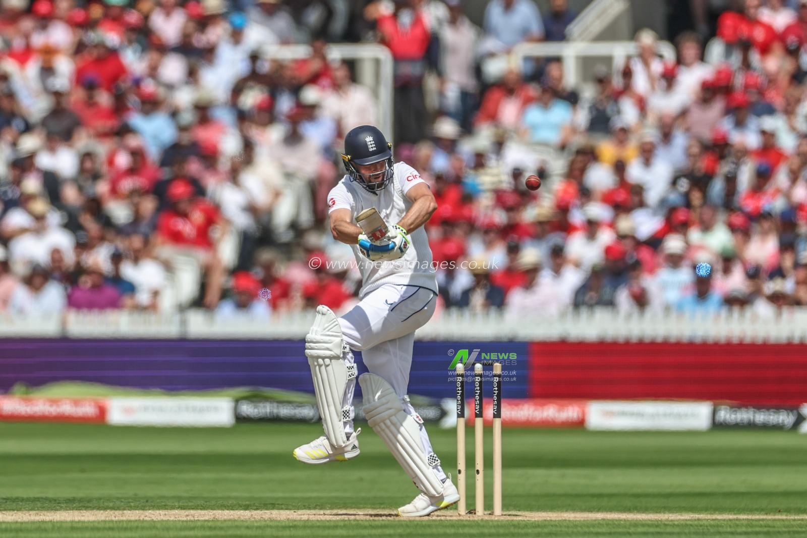 Chris Woakes of England pulls a shot during the Rothesay Test Match Day Two England v West Indies at Lords, London, United Kingdom, 11th July 2024

(Photo by Mark Cosgrove/News Images)