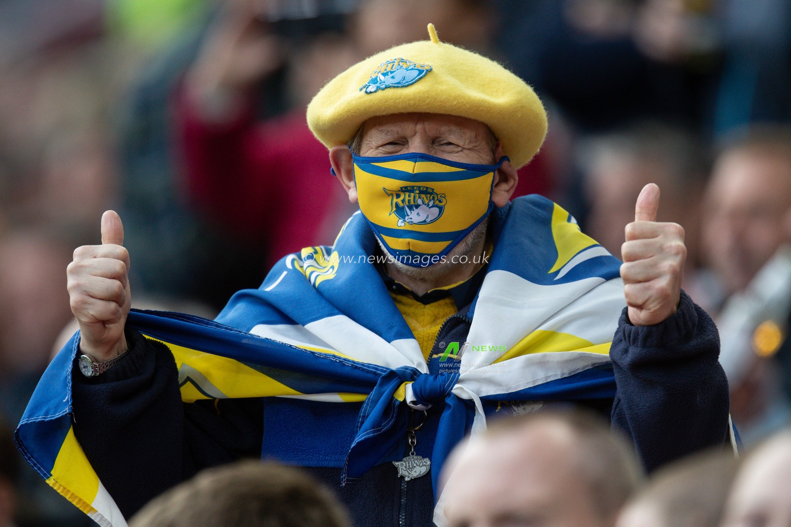 The Leeds Rhinos supporters in good spirits ahead of the 25th Betfred Super League Grand Final match St Helens vs Leeds Rhinos at Old Trafford, Manchester, United Kingdom, 23rd September 2022

(Photo by James Heaton/News Images)