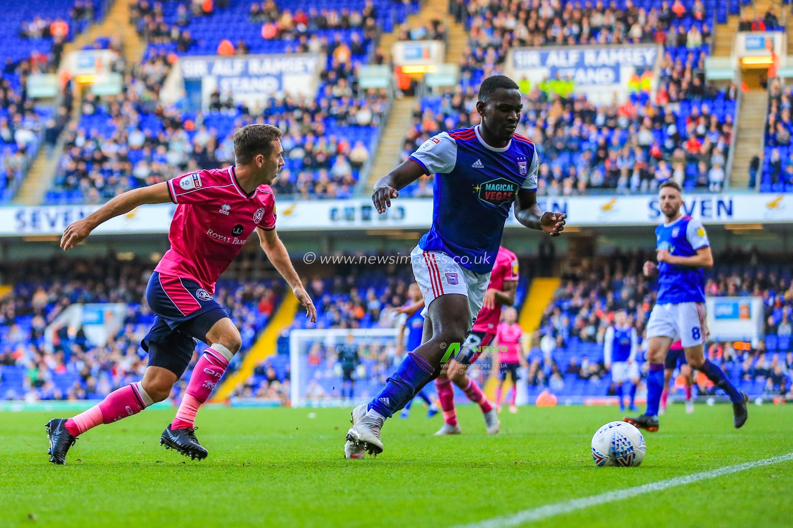 20th October 2018, Portman Road, Ipswich, England; Sky Bet Championship Ipswich Town v QPR  ; Toto Nsiala (22) of Ipswich on the ball.

Credit: Georgie Kerr/News Images,

English Football League images are subject to DataCo Licence