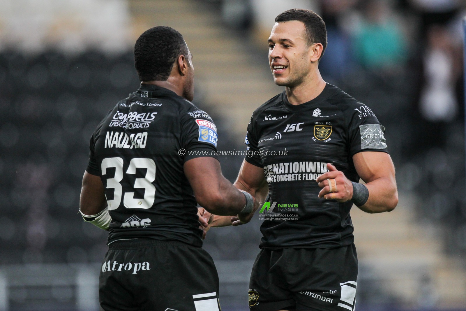 11th July 2019 , KCOM Stadium, Hull, England; Betfred Super League, Round 22, Hull FC vs London Broncos ; Ratu Naulago (33) of Hull FC celebrates his try 


Credit: David Greaves/News Images