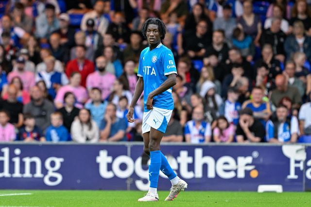 Jid Okeke of Stockport County during the Pre-season friendly match Stockport County vs Blackburn Rovers at Edgeley Park Stadium, Stockport, United Kingdom, 2nd August 2024

(Photo by Cody Froggatt/News Images)