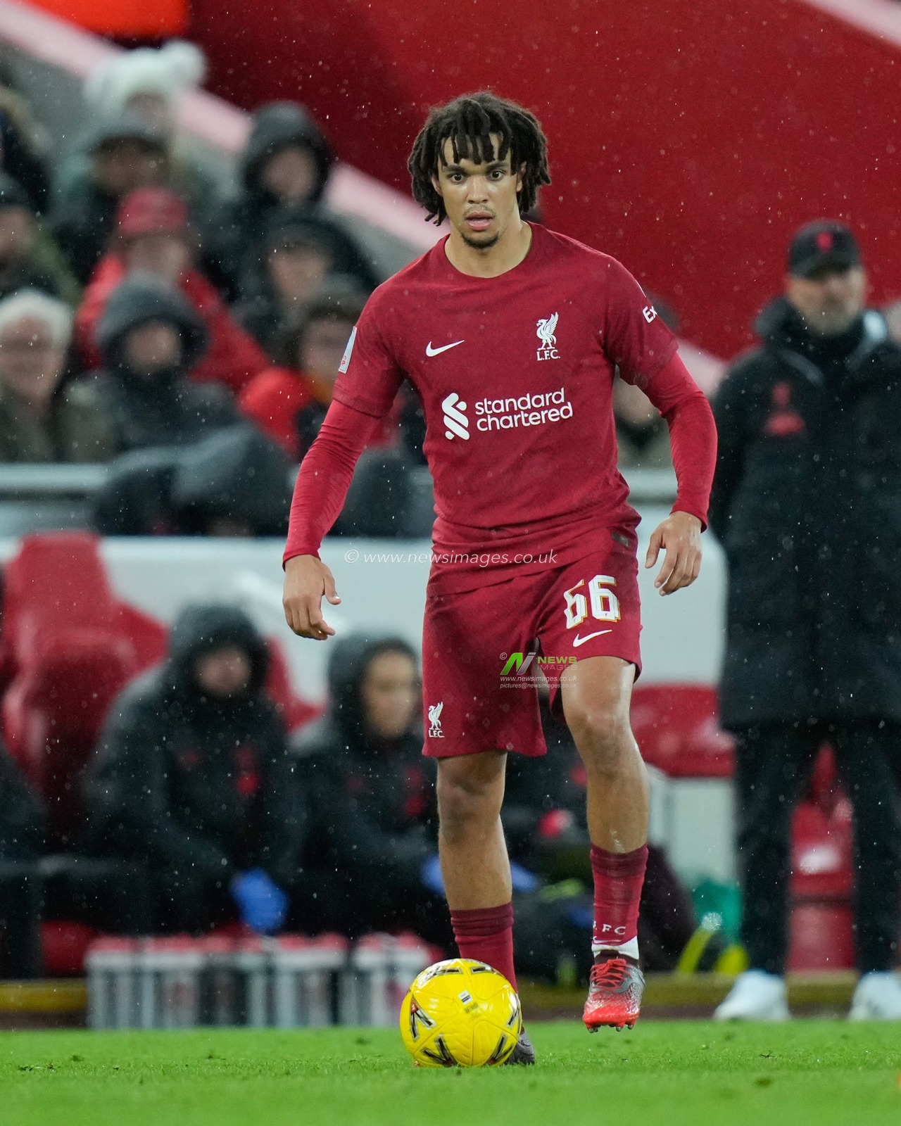 Trent Alexander-Arnold #66 of Liverpool during the Emirates FA Cup Third Round match Liverpool vs Wolverhampton Wanderers at Anfield, Liverpool, United Kingdom, 7th January 2023

(Photo by Steve Flynn/News Images)