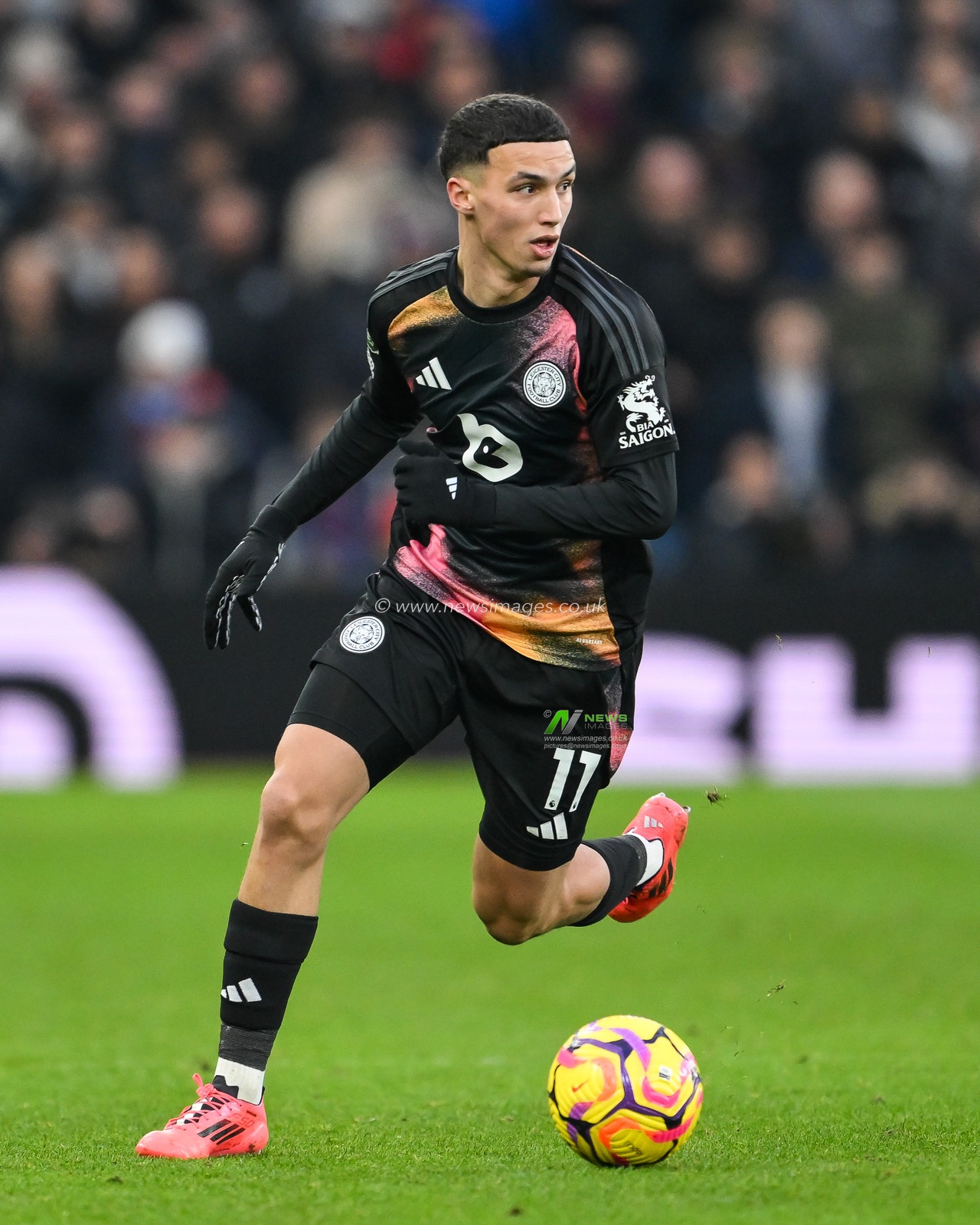 Bilal El Khannouss of Leicester City makes a break with the ball during the Premier League match Aston Villa vs Leicester City at Villa Park, Birmingham, United Kingdom, 4th January 2025

(Photo by Craig Thomas/News Images)