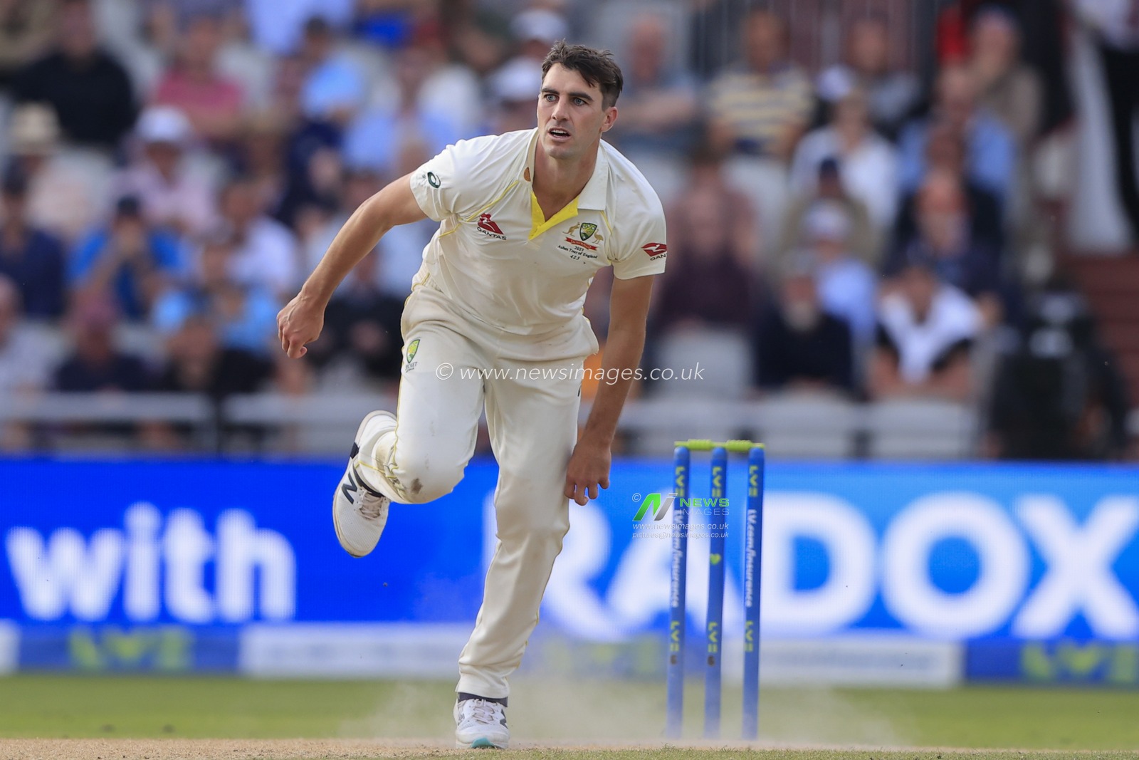 Pat Cummins of Australia during the LV= Insurance Ashes Fourth Test Series Day Two England vs Australia at Old Trafford, Manchester, United Kingdom, 20th July 2023

(Photo by Conor Molloy/News Images)
