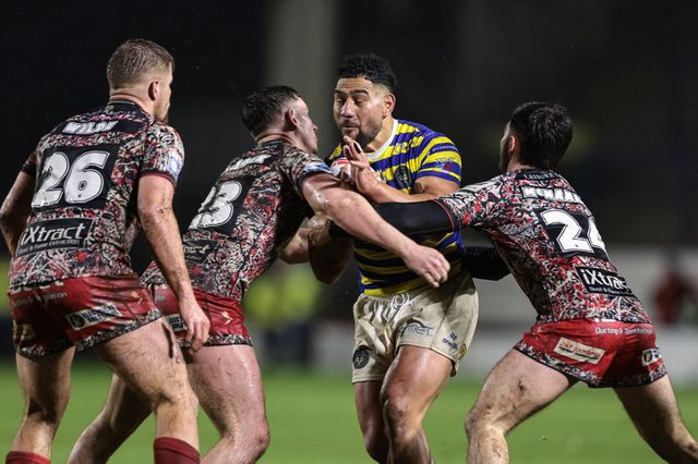 Kelepi Tanginoa of Warrington Wolves in action during the Pre Season match Warrington Wolves vs Leigh Leopards at Halliwell Jones Stadium, Warrington, United Kingdom, 30th January 2026

(Photo by Mark Cosgrove/News Images)
