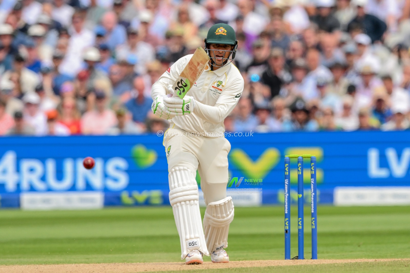 Usman Khawaja of Australia drives the ball during the LV= Insurance Ashes First Test Series Day 3 England v Australia at Edgbaston, Birmingham, United Kingdom, 18th June 2023

(Photo by Craig Thomas/News Images)