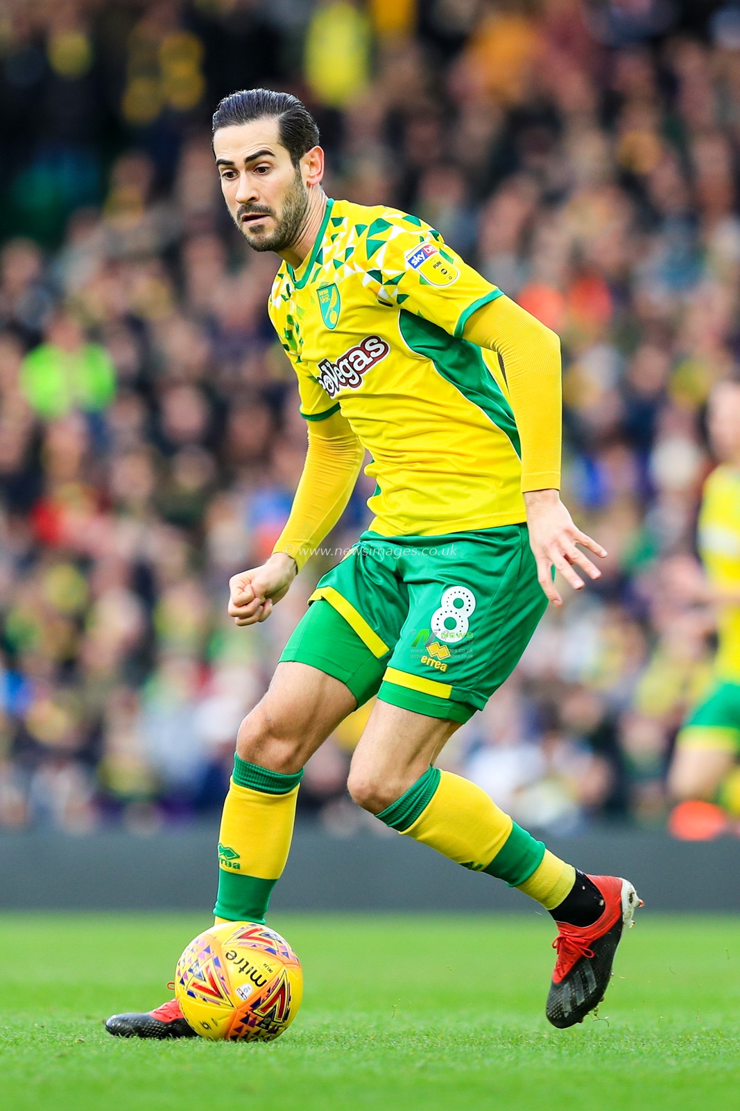 26th January 2019, Carrow Road, Norfolk, England; Sky Bet Championship, Norwich City vs Sheffield United ;  Mario Vrancic (08) of Norwich City with the ball

Credit: Georgie Kerr/News Images

English Football League images are subject to DataCo Licence