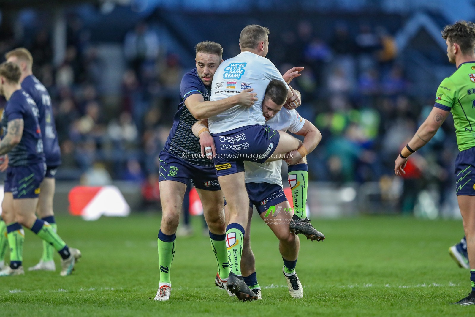 Warrington players warming up during the Betfred Super League Round 7 match Leeds Rhinos vs Warrington Wolves at Headingley Stadium, Leeds, United Kingdom, 5th April 2024

(Photo by Alfie Cosgrove/News Images)