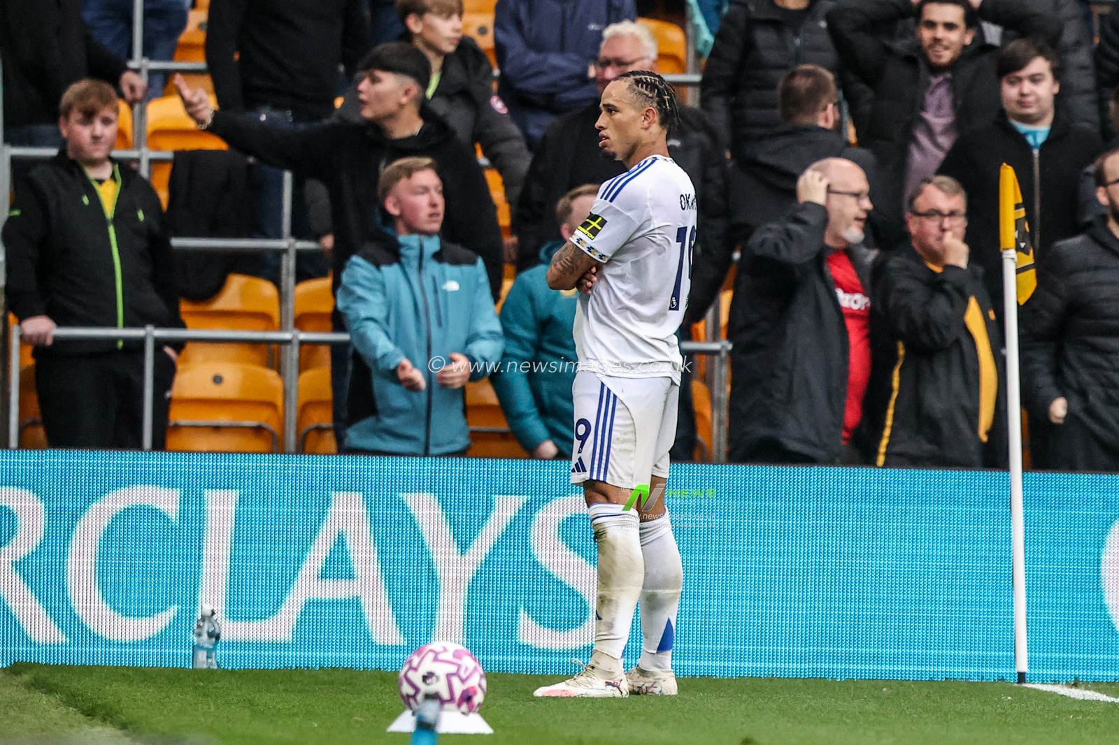 Noah Okafor of Leeds United celebrates his goal to make it 1-3 during the Premier League match Wolverhampton Wanderers vs Leeds United at Molineux, Wolverhampton, United Kingdom, 20th September 2025

(Photo by Alfie Cosgrove/News Images)