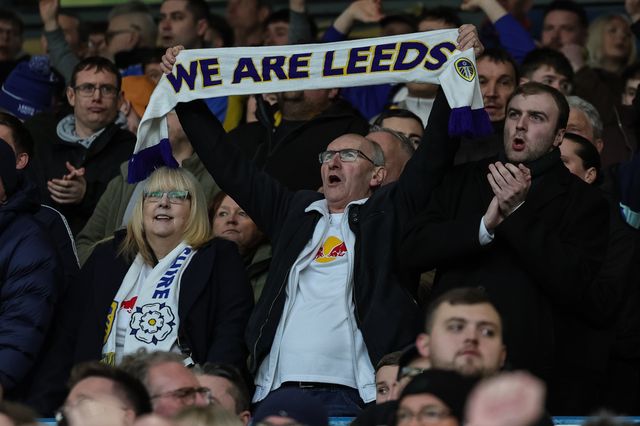 Leeds United fan holds up a WE ARE LEEDS scarf during the Premier League match Leeds United vs Manchester City at Elland Road, Leeds, United Kingdom on 28 February 2026

(Photo by Mark Cosgrove/News Images)