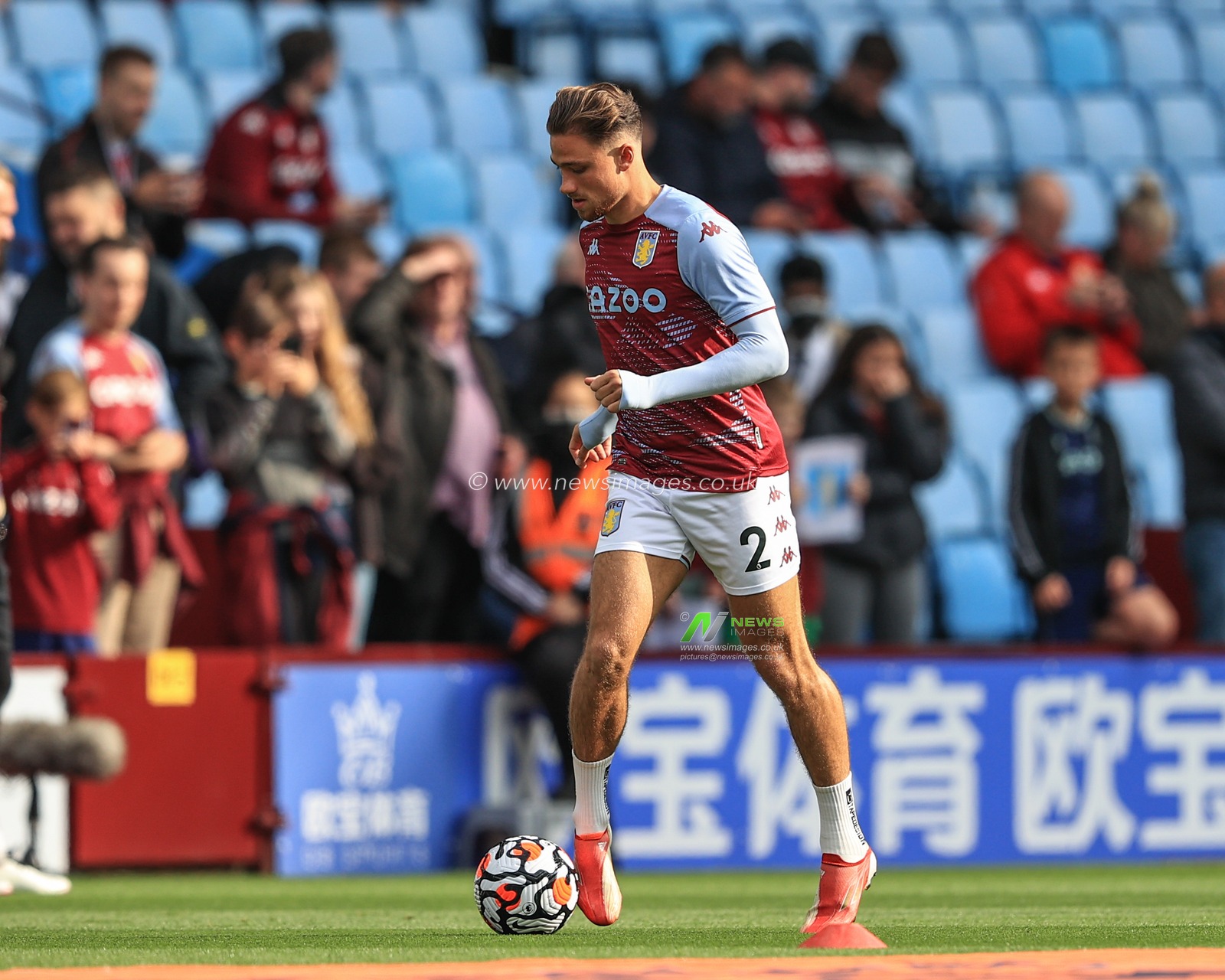 Matty Cash #2 of Aston Villa during the pre-game warmup