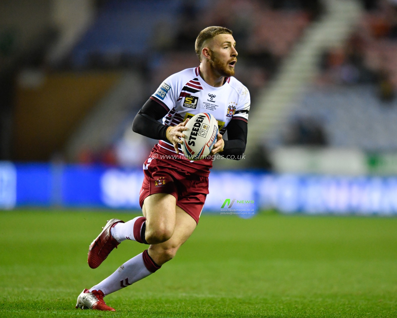 30th January 2020, DW Stadium, Wigan, England; Betfred Super League, Wigan Warriors v Warrington Wolves : Jackson Hastings (31) of Wigan Warriors in action