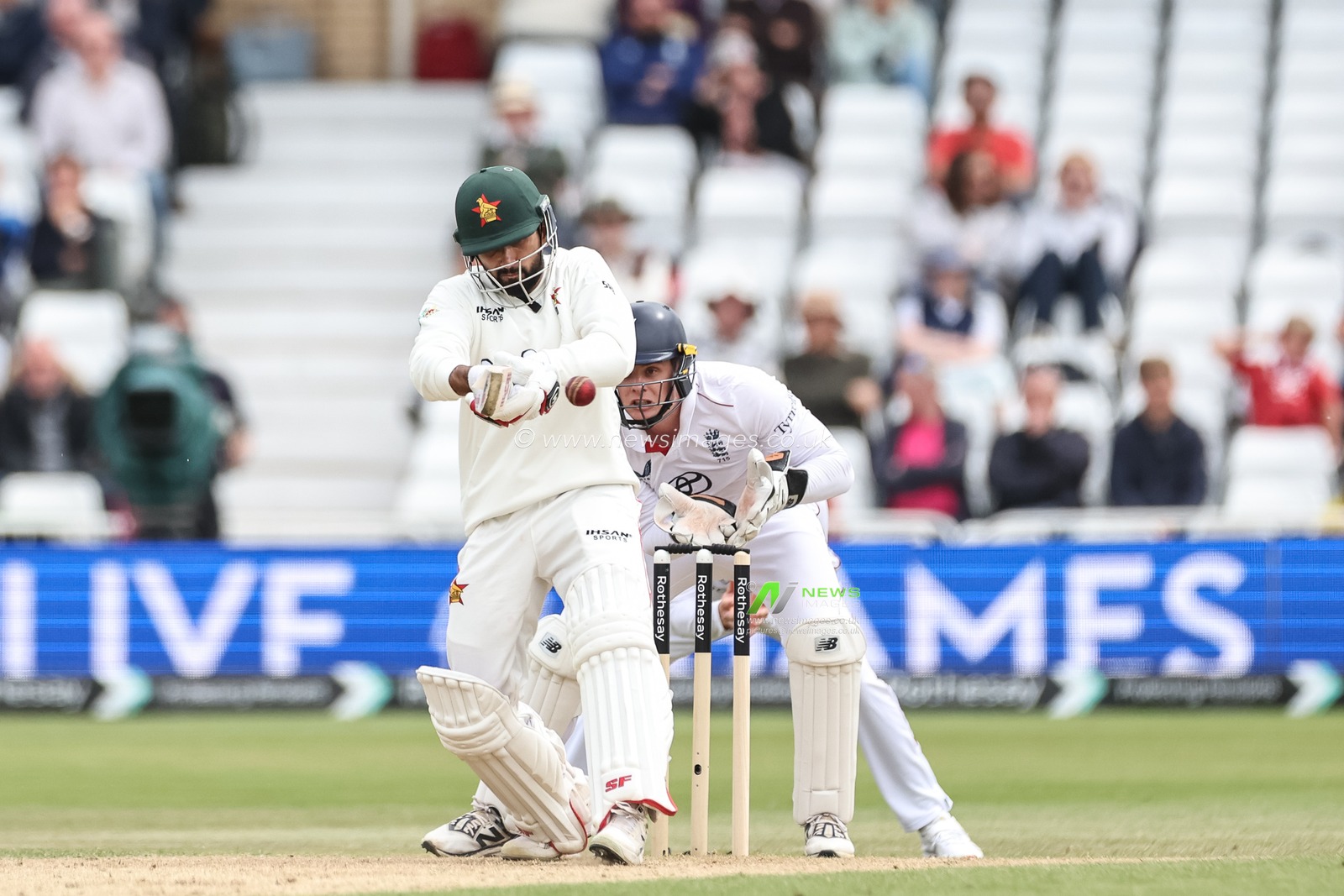 Sikandar Raza of Zimbabwe plays a shot during the Rothesay Test Match Day 3 England vs Zimbabwe at Trent Bridge, Nottingham, United Kingdom, 24th May 2025

(Photo by Mark Cosgrove/News Images)