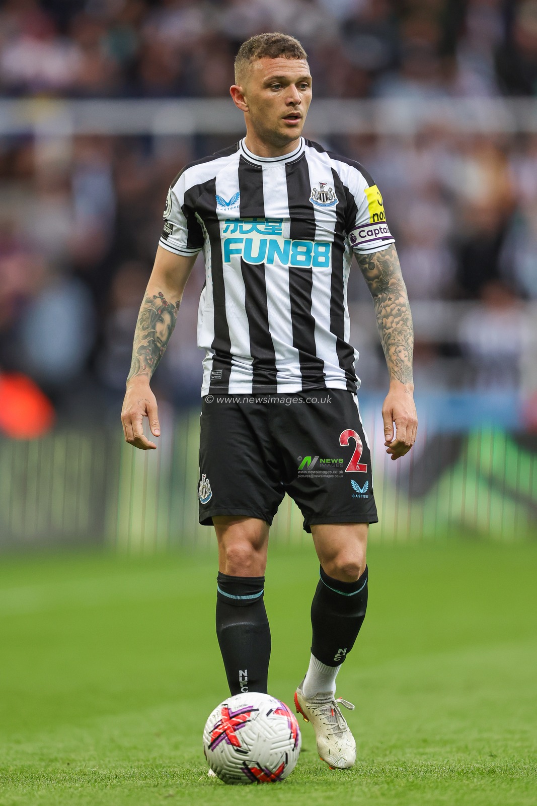 Kieran Trippier #2 of Newcastle United in action during the game during the Premier League match Newcastle United vs Leicester City at St. James's Park, Newcastle, United Kingdom, 22nd May 2023

(Photo by Mark Cosgrove/News Images)
