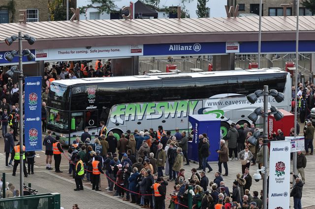 England team coach arrives during the Quilter Nations Series 2025 match England vs Australia at Allianz Stadium, Twickenham, United Kingdom, 1st November 2025

(Photo by Mark Cosgrove/News Images)

*** GER AUT SUI OUT ***