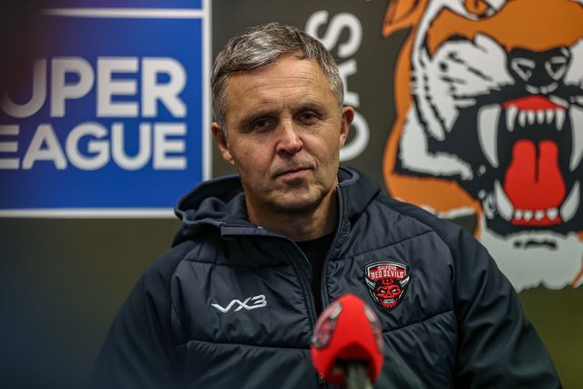 Paul Rowley manager of Salford Red Devils speaks in the post match press conference during the Betfred Super League Round 4 match Castleford Tigers vs Salford Red Devils at The Mend-A-Hose Jungle, Castleford, United Kingdom, 7th March 2025

(Photo by Alfie Cosgrove/News Images)