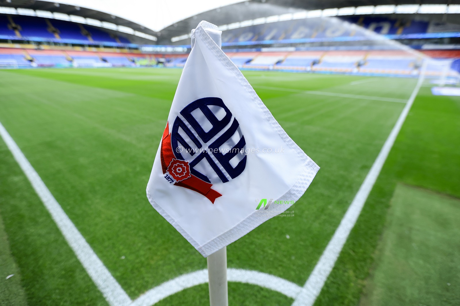 Bolton Wanderers corner flag ahead of the Sky Bet Championship match Bolton Wanderers vs Preston North End at Toughsheet Community Stadium, Bolton, United Kingdom on 15 August 2026

(Photo by Jorge Horsted/News Images)
