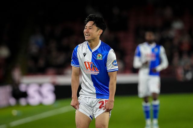 Ryoya Morishita of Blackburn Rovers reacts after a referee decision during the Sky Bet Championship match Sheffield United vs Blackburn Rovers at Bramall Lane, Sheffield, United Kingdom on 22 April 2026

(Photo by Maynard Manyowa/News Images)