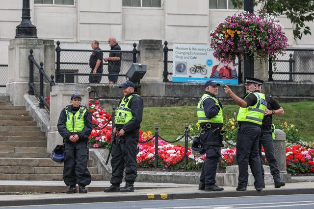 Police arrive during an anti-racism protest, Barnsley, United Kingdom, 8th August 2024