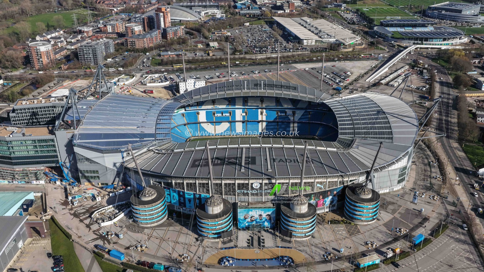 An aerial view of The Etihad Stadium during the Premier League match Manchester City vs Nottingham Forest at Etihad Stadium, Manchester, United Kingdom on 04 March 2026

(Photo by Mark Cosgrove/News Images)