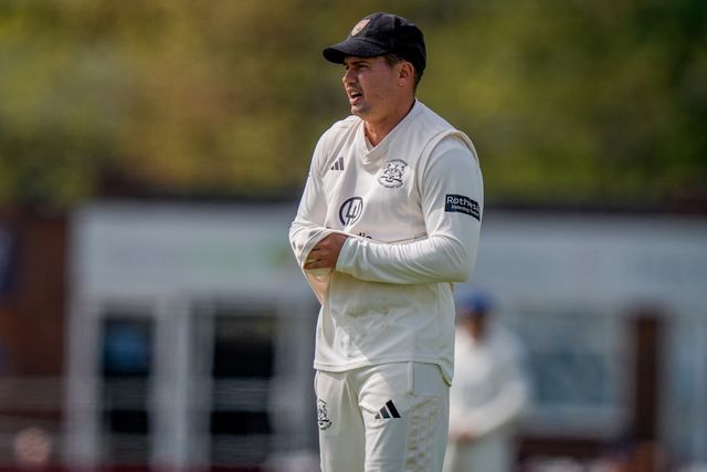 Graeme van Buuren shines the ball during the County Championship Division Two Derbyshire v Gloucestershire at The Central Co-Op County Ground, Derby, United Kingdom on 26 April 2026

(Photo by Maynard Manyowa/News Images)