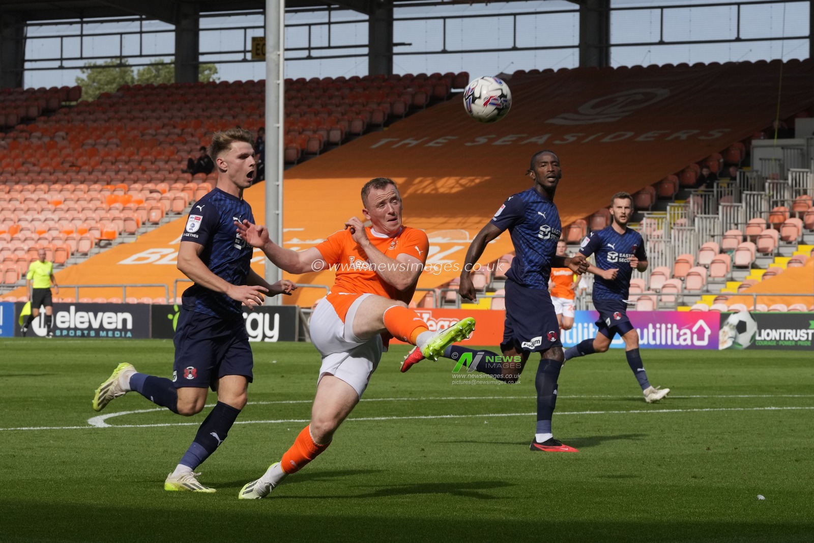 Shayne Lavery #19 of Blackpool attempts to lob the Leyton Orient keeper during the Sky Bet League 1 match Blackpool vs Leyton Orient at Bloomfield Road, Blackpool, United Kingdom, 19th August 2023

(Photo by Steve Flynn/News Images)