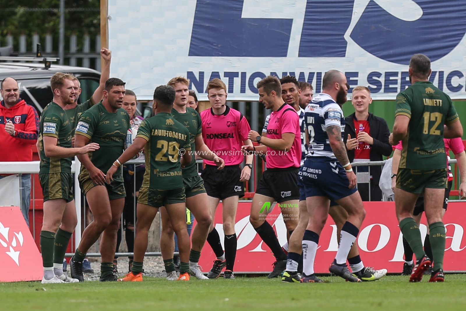Ryan Hall #5 of Hull KR celebrates his try in the first half