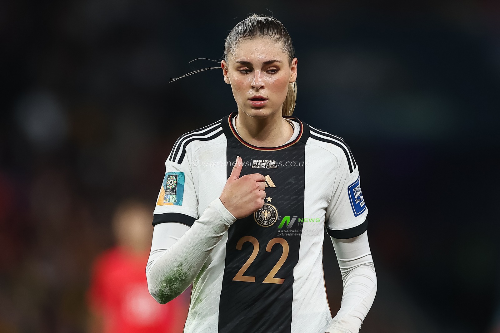 Jule Brand #22 of Germany during the FIFA Women's World Cup 2023 Group H match South Korea vs Germany Women at Suncorp Stadium, Brisbane, Australia, 3rd August 2023

(Photo by Patrick Hoelscher/News Images)