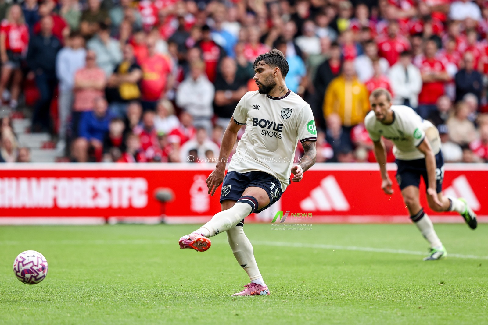 Lucas Paqueta of West Ham United scores a penalty to make it 0-2 during the Premier League match Nottingham Forest vs West Ham United at City Ground, Nottingham, United Kingdom, 31st August 2025

(Photo by Alfie Cosgrove/News Images)