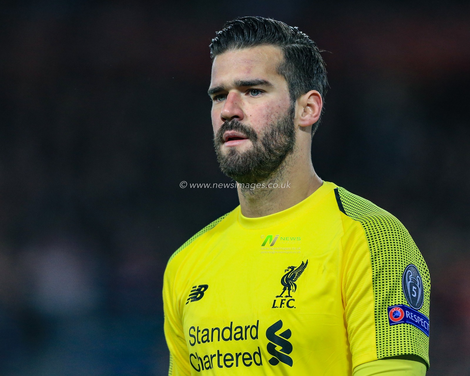 11th December 2018, Anfield, Liverpool, England; UEFA Champions League, Liverpool v Napoli ; Alisson Becker (13) of Liverpool 


  Credit: Mark Cosgrove/News Images