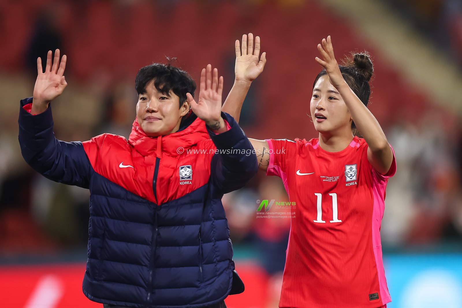 Choe Yu-ri #11 of South Korea applauds the fans at the end of the FIFA Women's World Cup 2023 Group H match South Korea vs Germany Women at Suncorp Stadium, Brisbane, Australia, 3rd August 2023

(Photo by Patrick Hoelscher/News Images)