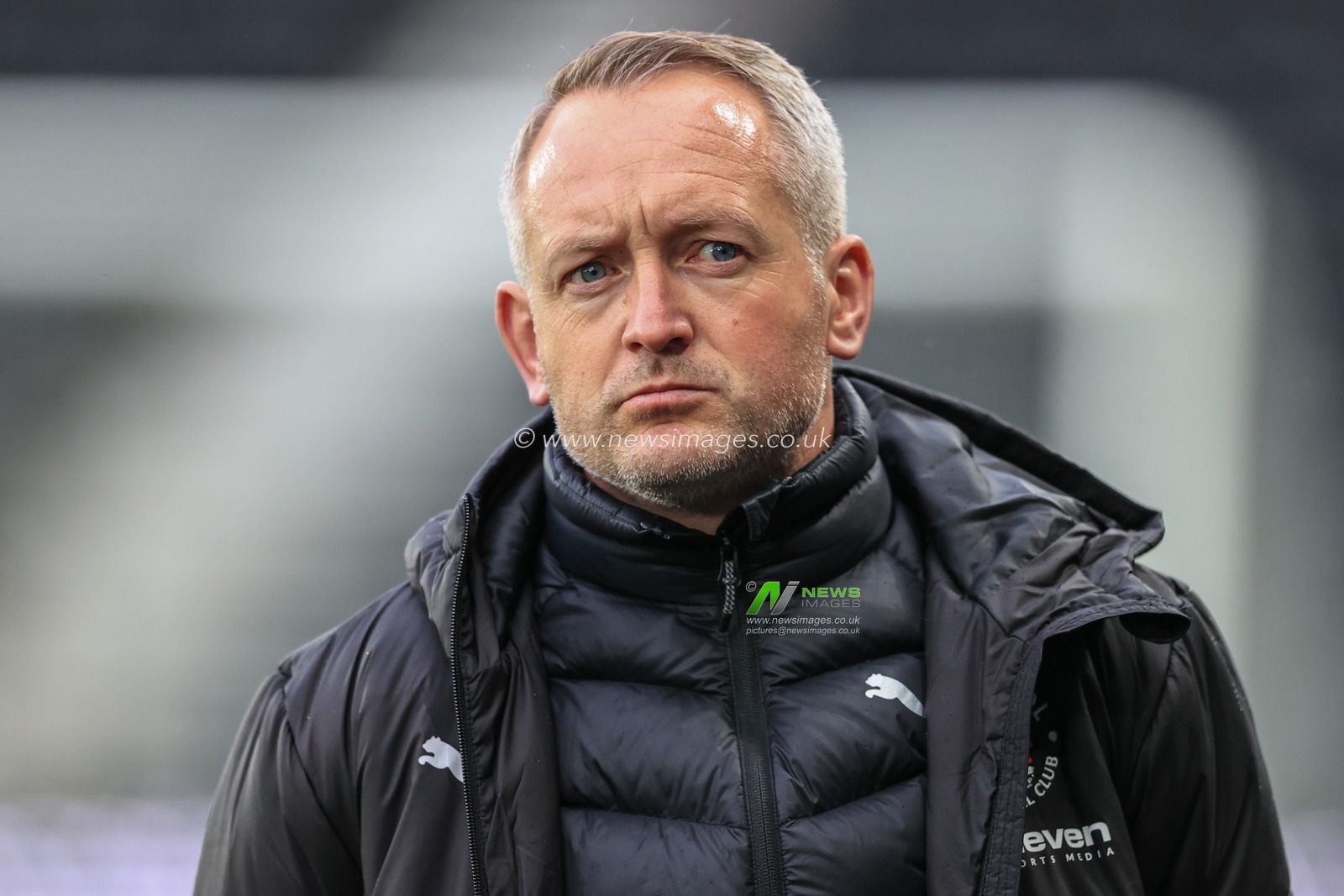 Neil Critchley head Coach of Blackpool during the game